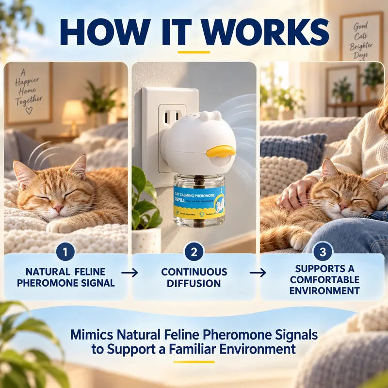 Wavetree Cat Calming Pheromone Diffuser Refill Kit (4 Pack, 120-Day Supply) - 48 Ml/Bottle Odorless Non-Toxic Fragrance Liquid, Stress Relief for Meowing & Pee Spraying during Environmental Changes, Ideal for Living Rooms - Tiktokshopbacktoschool