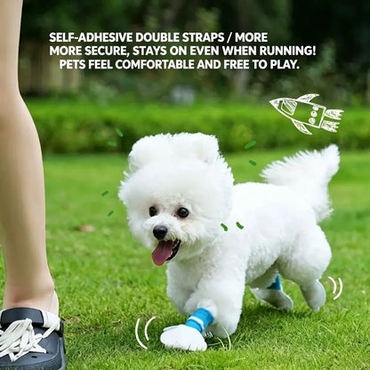 Disposable Dog Boots for Paw Protection, 20 Pcs Pet Shoes with Adjustable Self-Adhesive Bandage, Dog Disposable Foot Covers for Outdoor & Indoor Walking