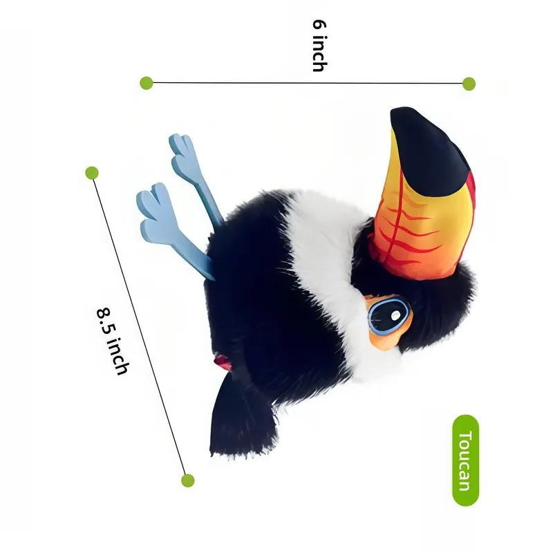 Flapping Bird Plush Cat Toy, Touch-Activated Smart Sensor with Lifelike Chirping Sound, 3 Flapping Modes, Non-Flying Hangable Interactive Exercise Toy, Type-C Rechargeable Durable Indoor Pet Toy