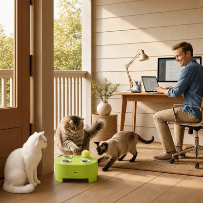 2-In-1 Interactive Cat Hunting Toy - Pop-Up Mice, Rotating Feather, USB-C Rechargeable - Prevents Indoor Boredom for Cats