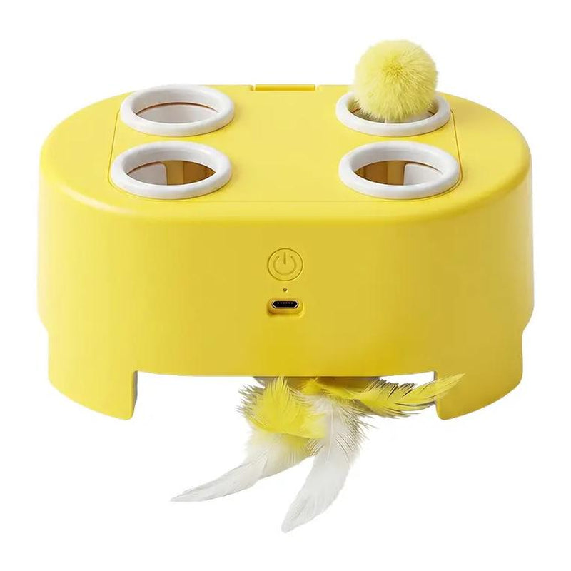 2-In-1 Interactive Cat Hunting Toy - Pop-Up Mice, Rotating Feather, USB-C Rechargeable - Prevents Indoor Boredom for Cats
