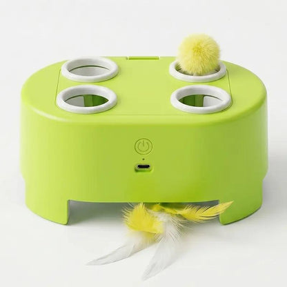 2-In-1 Interactive Cat Hunting Toy - Pop-Up Mice, Rotating Feather, USB-C Rechargeable - Prevents Indoor Boredom for Cats